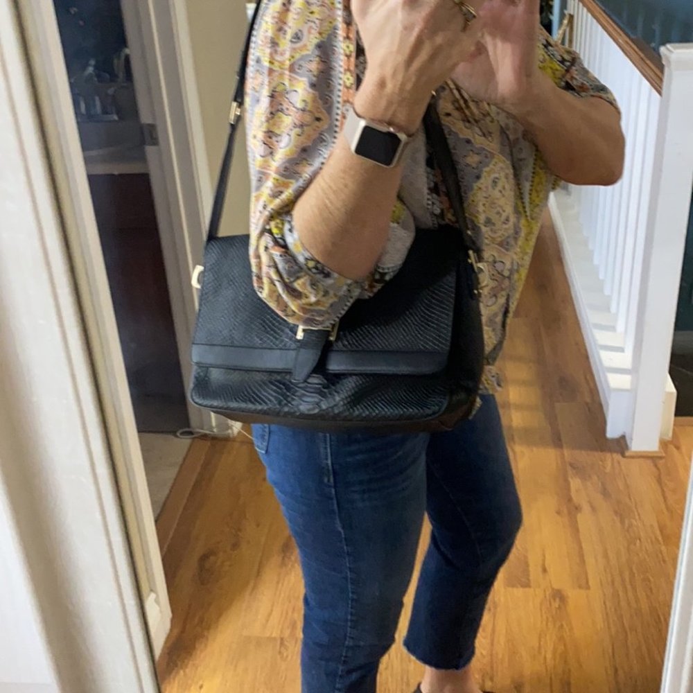 Cole Haan Black Embossed Snakeskin Shoulder Bag - Picture 12 of 12